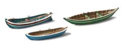 SURTIDO DE 3 BARCAS CON REMOS - MONTADO Y PINTADO