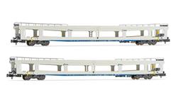 RENFE SET DE 2 VAGONES DDM BLANCOS DE TRANSPORTE DE COCHES
