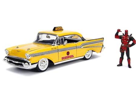 CHEVROLET BEL AIR TAXI 1957 CON FIGURA DEADPOOL