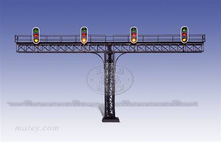 PUENTE SEÑALES CON 4 CABEZALES DE 3 LED R/V/AM.