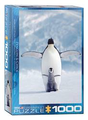 PUZZLE 1000 PIEZAS (48 x 68 cm) - PINGÜINO Y SU CRIA