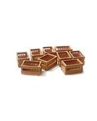 CAJAS DE MADERA CON BOTELLA MARRONES (6 uds)
