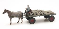 CARRO DE CABALLO TRANSPORTANDO SACOS - MONTADO Y PINTADO