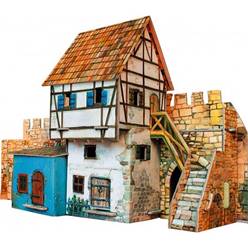 CASA-MURALLA DE LA CIUDAD MEDIEVAL, CARTÓN RESISTENTE POLICROMADO