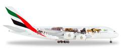 AIRBUS A380 EMIRATES CON DECORACION ANIMALES (14,5 cm)