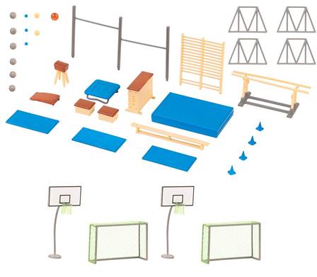 CANCHA DE BALONCESTO + APARATOS DE DEPORTES Y GIMNASIA