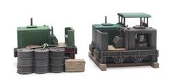 SET DE TRES LOCOMOTORAS DE VIA ESTRECHA - MONTADO Y PINTADO