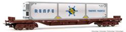 RENFE VAGON  PLATAFORMA ROJO OXIDO CON CONTENEDOR FRIGORIFICO RENFE