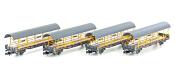 SUIZA SBB SET DE 4 VAGONES PORTACOCHES CON TECHO