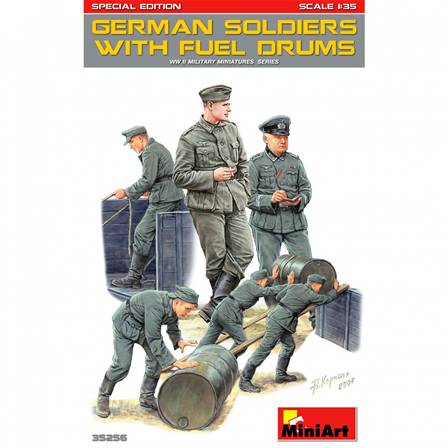 GERMAN SOLDIERS WITH FUEL DRUMS