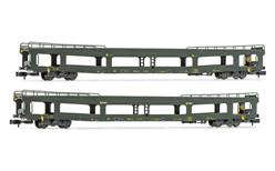 RENFE SET DE 2 VAGONES DDM VERDES DE TRANSPORTE DE COCHES