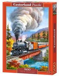 PUZZLE DE 500 PIEZAS (47 x 33 cm)-LOCOMOTORA DE VAPOR SOBRE PUENTE