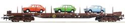 AUSTRIA OBB VAGON DE MERCANCIAS CON TRANSPORTE DE 3 COCHES FIAT 127