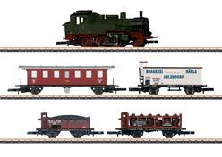 TREN LOCOMOTORA VAPOR + 4 VAGONES DE MERCANCIAS