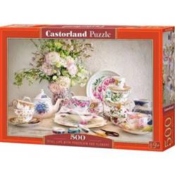 PUZZLE DE 500 PIEZAS (47 x 33 cm) - MESA CON PORCELANA Y FLORES