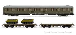RENFE SET DE 1 COCHE+1 VAGON PLATAFORMA+1 VAGON PLATAFORMA CON M113