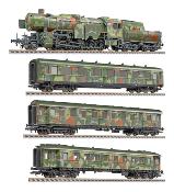 ALEMANIA DRB TREN LOCOMOTORA DE VAPOR Y 3 COCHES MILITARES