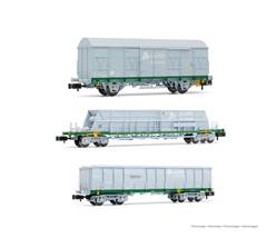 RENFE SET DE 3 VAGONES DE MERCANCIAS ADIF GRISES