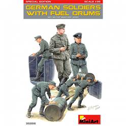 GERMAN SOLDIERS WITH FUEL DRUMS